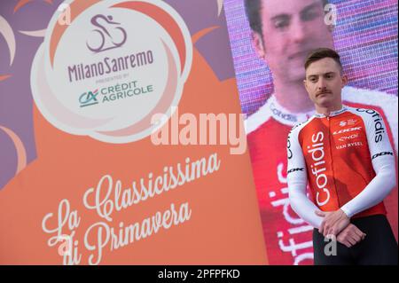 Abbiategrasso, Abbiategrasso, Italien, 18. März 2023, Simone Consonni, Team Cofidis während Milano-Sanremo - Straßenradrennen Stockfoto