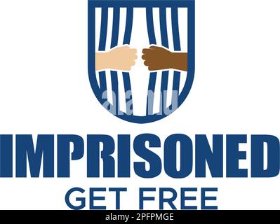 Minimalistisches, EINGESPERRTES „GET FREE Hand“-Logo Stock Vektor