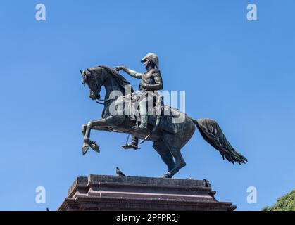 Details zum Reiterdenkmal für General Jose de San Martin in Buenos Aires in Argentinien Stockfoto