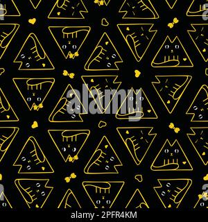 Nahtloses Vektormuster mit süßen dreieckigen Katzen. Hervorragend geeignet für Textilien, Verpackungen, Sammelalben und Verpackungen. Vektordarstellung Stock Vektor
