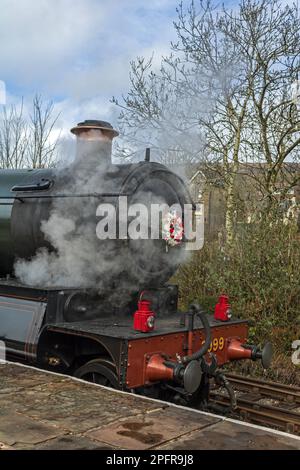 2999 Uhr „Lady of Legend“ am Bahnhof Rawtenstall. Stockfoto