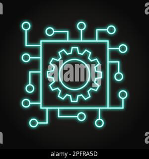 Neon-Symbol für automatisiertes System in Linienform. Symbol für Automatisierung, elektronische Steuerung. Vektordarstellung. Stock Vektor