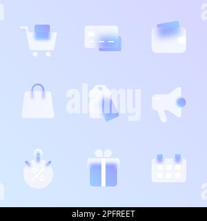 Trendige Ikonenset mit Glas im Black friday-Stil Stock Vektor