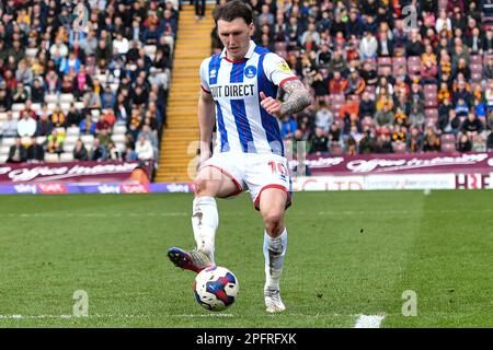 Callum Cooke von Hartlepool United während des Spiels der Sky Bet League 2 zwischen Bradford City und Hartlepool United im University of Bradford Stadium in Bradford am Samstag, den 18. März 2023. (Foto: Scott Llewellyn | MI News) Guthaben: MI News & Sport /Alamy Live News Stockfoto