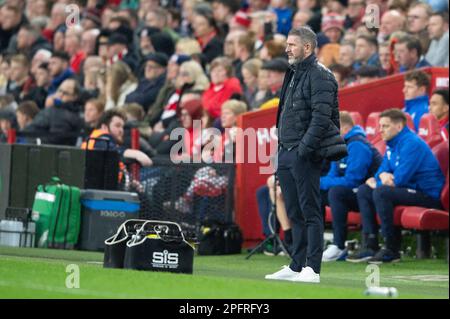 Preston North End Manager Ryan Lowe während des Sky Bet Championship-Spiels zwischen Middlesbrough und Preston North End im Riverside Stadium, Middlesbrough am Samstag, den 18. März 2023. (Foto: Trevor Wilkinson | MI News) Kredit: MI News & Sport /Alamy Live News Stockfoto