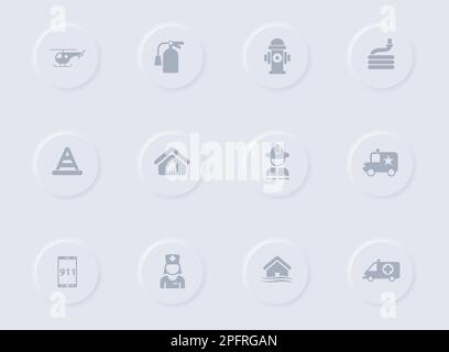 Graue Vektorsymbole für Notfälle Stock Vektor