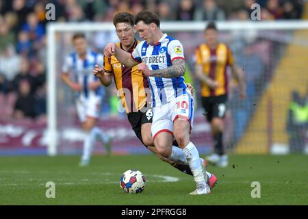 Callum Cooke von Hartlepool United während des Spiels der Sky Bet League 2 zwischen Bradford City und Hartlepool United im University of Bradford Stadium in Bradford am Samstag, den 18. März 2023. (Foto: Scott Llewellyn | MI News) Guthaben: MI News & Sport /Alamy Live News Stockfoto