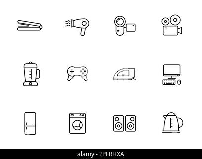 Haushaltsgeräte Linearvektorsymbole Stock Vektor