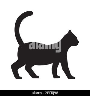 Vektorsymbol der wandelnden Katze. Das Symbol für die Katzensilhouette. Lineares Zeichen für mobiles Konzept und Webdesign. Stock Vektor