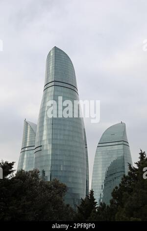 Flammentürme in Baku in Aserbaidschan Stockfoto