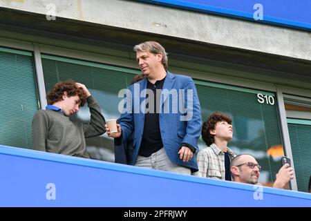 Chelsea-Besitzer Todd Boehly während des Premier League-Spiels zwischen Chelsea und Everton auf der Stamford Bridge, London, am Samstag, den 18. März 2023. (Foto: Ivan Yordanov | MI News) Guthaben: MI News & Sport /Alamy Live News Stockfoto