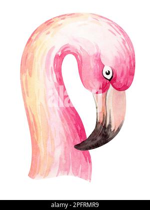 Rahmen in Aquarellfarben mit Blumenmuster. Rahmen aus tropischen Blumen und Blättern mit Flamingo-Vögeln. Werke Australiens und Afrikas. Für die Gestaltung von Urlaubskarten, Stockfoto