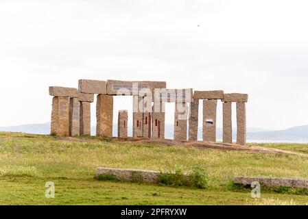 Die Aussichtsplattform Window of the World im berühmten Torre de Hercules in La Coruña, Galicien, Spanien, bietet einen atemberaubenden 360-Grad-Blick auf die Stadt Stockfoto