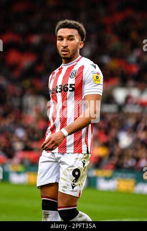 18. März 2023; bet365 Stadium, Stoke, Staffordshire, England; EFL Championship Football, Stoke City gegen Norwich City; Jacob Brown von Stoke Stockfoto