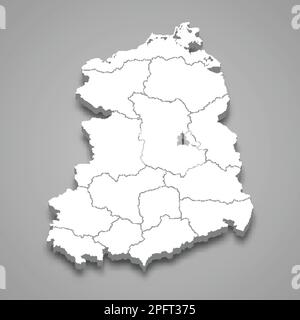 3D isometrische Karte der DDR isoliert mit Schatten, ehemaliger Staat Stock Vektor