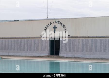 Lissabon, Portugal - 4. Dezember 2022: Kapelle und Denkmal im Fort von Bom Sucesso und Museum der Kämpfer. Stockfoto