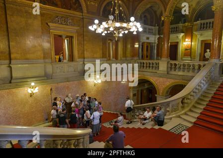 Treppe, Staatsoper, Andrassy ut, Budapest, Ungarn Stockfoto
