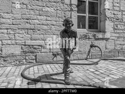 Skulptur des Sprinklers im Stadtzentrum von Besancon, Frankreich Stockfoto