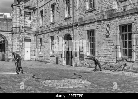 Skulptur des Sprinklers im Stadtzentrum von Besancon, Frankreich Stockfoto