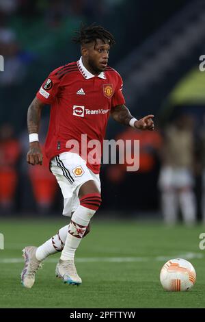 Sevilla, Spanien. 16. März 2023. Fred von Manchester United während des Spiels der UEFA Europa League in Estadio Benito Villamarin, Sevilla. Der Bildausdruck sollte lauten: Jonathan Moscrop/Sportimage Credit: Sportimage/Alamy Live News Stockfoto