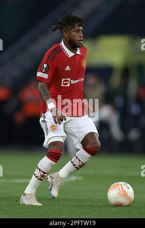 Sevilla, Spanien. 16. März 2023. Fred von Manchester United während des Spiels der UEFA Europa League in Estadio Benito Villamarin, Sevilla. Der Bildausdruck sollte lauten: Jonathan Moscrop/Sportimage Credit: Sportimage/Alamy Live News Stockfoto