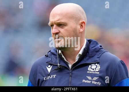 Edinburgh, Großbritannien. 18. März 2023. Scotland Head Coach, Gregor Townsend vor dem Guinness 6 Nations Match 2023 Scotland gegen Italien im Murrayfield Stadium, Edinburgh, Großbritannien, 18. März 2023 (Foto von Steve Flynn/News Images) in Edinburgh, Großbritannien, am 3./18. März 2023. (Foto: Steve Flynn/News Images/Sipa USA) Guthaben: SIPA USA/Alamy Live News Stockfoto