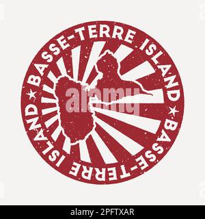 Basse-Terre-Insel-Stempel. Roter Gummistempel mit Randform, Vektordarstellung. Kann als Abzeichen, Logo, Label, Aufkleber oder Abzeichen verwendet werden Stock Vektor