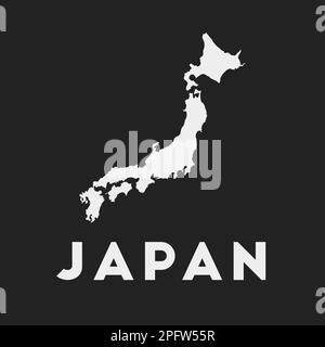 Symbol Japan. Landkarte auf dunklem Hintergrund. Stilvolle Japan Karte mit Ländernamen. Vektordarstellung. Stock Vektor