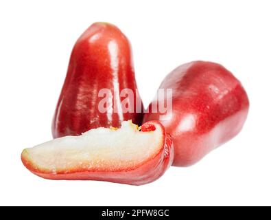 rosafarbener chinesischer Rosenapfel isoliert auf weißem Hintergrund Stockfoto