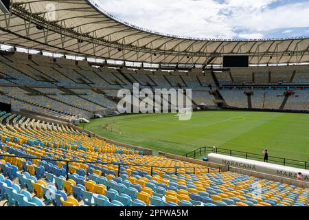 Rio de Janeiro, Brasilien - 12. Januar 2023: Innenansicht des Maracana-Stadions in Rio de Janeiro, Brasilien. Stockfoto