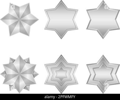 Satz von Symbolen mit silbernen Sternen, Vektor EPS10-Abbildung Stock Vektor