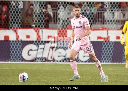 Toronto, Ontario, Kanada. 18. März 2023. Sergii Kryvtsov #27 in Aktion während des MLS-Spiels zwischen dem FC Toronto und dem Inter Miami CF auf dem BMO Field in Toronto. Das Spiel endete 2-0 (Kreditbild: © Angel Marchini/ZUMA Press Wire) – NUR REDAKTIONELLE VERWENDUNG! Nicht für den kommerziellen GEBRAUCH! Stockfoto