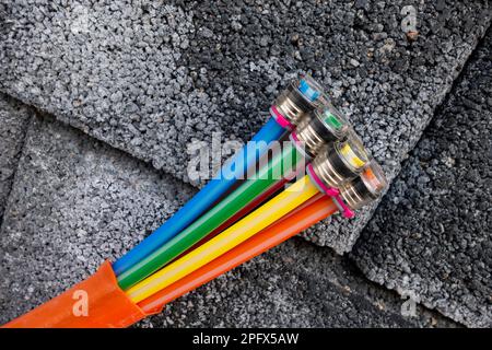 Glasfaser für sehr schnelles Internet Stockfoto