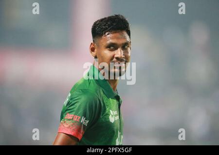 Mustafizur Rahman während des ODI-Spiels Bangladesch-Irland 1. im Sylhet International Cricket Stadium, Lakkarura, Sylhet, Bangladesch. Stockfoto