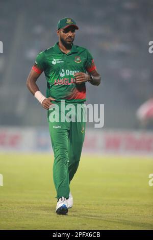 Ebadot Hossain beim ODI-Spiel Bangladesch-Irland 1. im Sylhet International Cricket Stadium, Lakkarura, Sylhet, Bangladesch. Stockfoto