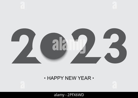 „Happy New Year 2023“-Logo im Textdesign. Vektordarstellung Stock Vektor