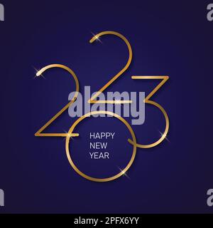 „Happy New Year 2023“-Logo im Textdesign. Vektordarstellung Stock Vektor