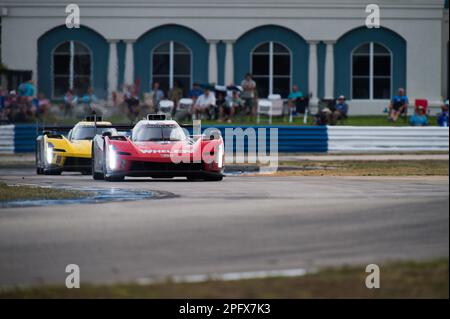 31 DERANI Pio (BRA), SIMS Alexander (gbr), AITKEN Jack (gbr), Whelen Engineering Cadillac Racing, Cadillac V-Series.R, Action während der Mobil 1 Twelve Hours of Sebring 2023, 2. Runde der IMSA SportsCar Championship 2023, vom 15. Bis 18. März 2023 auf dem Sebring International Raceway, Florida USA – Foto Jan-Patrick Wagner/DPPI Kredit: DPPI Media/Alamy Live News Stockfoto