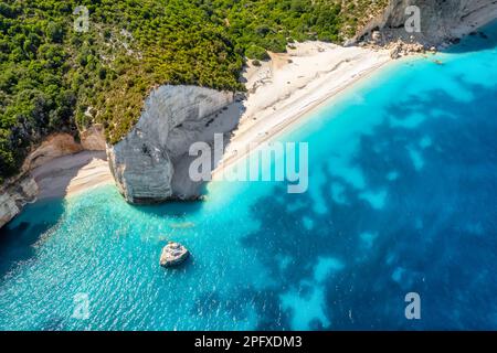 Abgelegener Fteri Strand auf der Insel Kefalonia, Ionisches Meer, Griechenland Stockfoto