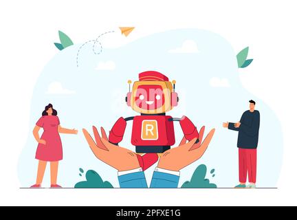 Robotervorstellung durch Geschäftsmannshandel Stock Vektor