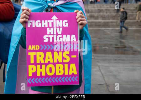 London - Bekämpfung von HIV-Stigma und Transphobie-Protest. Kredit: Sinai Noor / Alamy Stockfoto