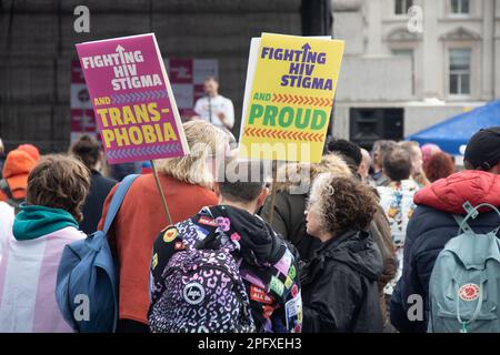 London - Bekämpfung von HIV-Stigma und Transphobie-Protest. Kredit: Sinai Noor / Alamy Stockfoto