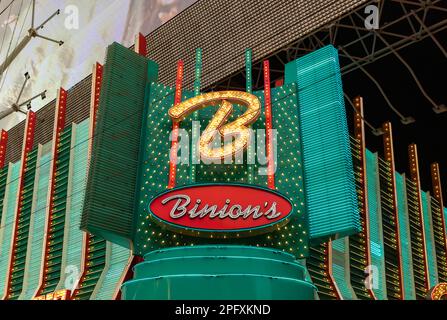 Ein Bild der Neonschilder an der Binion's Gambling Hall and Hotel. Stockfoto