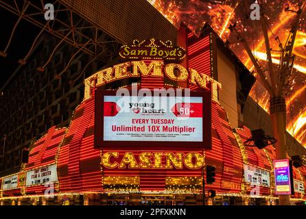 Ein Bild der Neonschilder am Fremont Hotel and Casino. Stockfoto