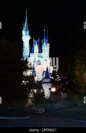 Orlando Florida USA Disneyworld Magic Kingdom Cinderella's Castle bei Nacht Stockfoto