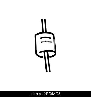 Schwarzes Liniensymbol für Überspannungsschutzdiode. Piktogramm für Webseite, mobile App, Werbeaktion. Stock Vektor