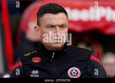 Sheffield, Großbritannien. 19. März 2023. Paul Heckingbottom Manager von Sheffield Utd während des FA Cup-Spiels in Bramall Lane, Sheffield. Der Bildausdruck sollte lauten: Andrew Yates/Sportimage Credit: Sportimage/Alamy Live News Stockfoto