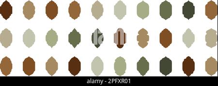 Fenster im arabischen Stil. Architektonische Designelemente für muslimische Feiertage. Arabische Fenster kreisten verschiedene Formen für islamische Illustrationen. Stock Vektor