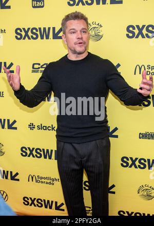 AUSTIN, TEXAS - 18. MÄRZ: Matt Damon Besuchen Sie die Weltpremiere von „Air“ im Paramount Theatre während der SXSW Conference and Festival 2023 am 18. März 2023 in Austin, Texas (Foto von Maggie Boyd/SipaUSA). Guthaben: SIPA USA/Alamy Live News Stockfoto