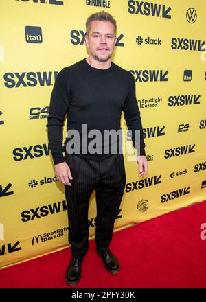 AUSTIN, TEXAS - 18. MÄRZ: Matt Damon Besuchen Sie die Weltpremiere von „Air“ im Paramount Theatre während der SXSW Conference and Festival 2023 am 18. März 2023 in Austin, Texas (Foto von Maggie Boyd/SipaUSA). Guthaben: SIPA USA/Alamy Live News Stockfoto